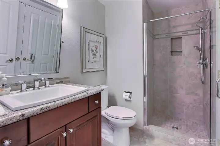 Main bathroom with updated fixtures.