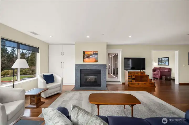 Gas fireplace for cozy gatherings.