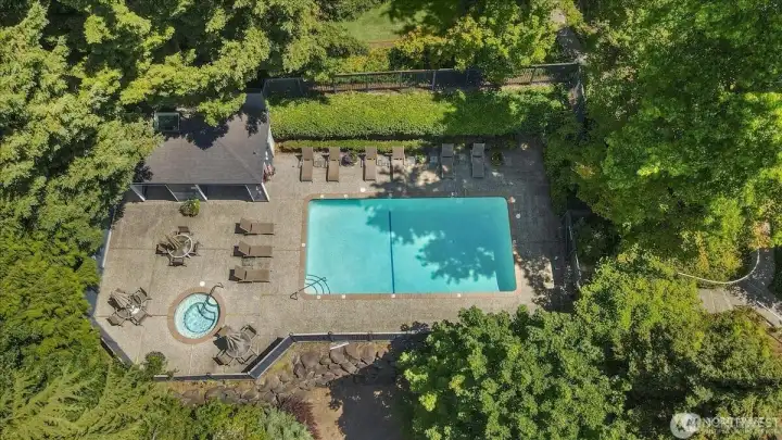 Sunny pool area for relaxing.  Photo from last year.