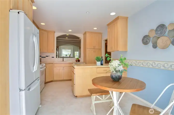 Very comfortable kitchen and eating space.