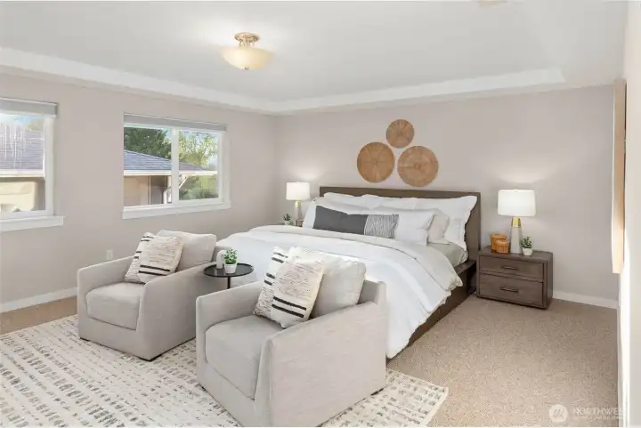 Oversized primary suite.