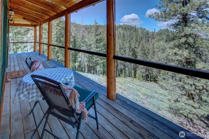 Deck seating on the main floor. Deck seating on the main floor.
