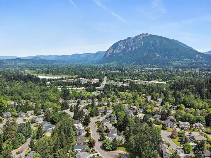 Located just a short drive from Mt. Si with partial views from around and in the home.
