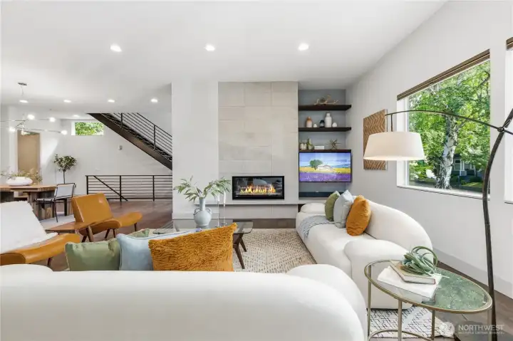 Great room and electric fireplace