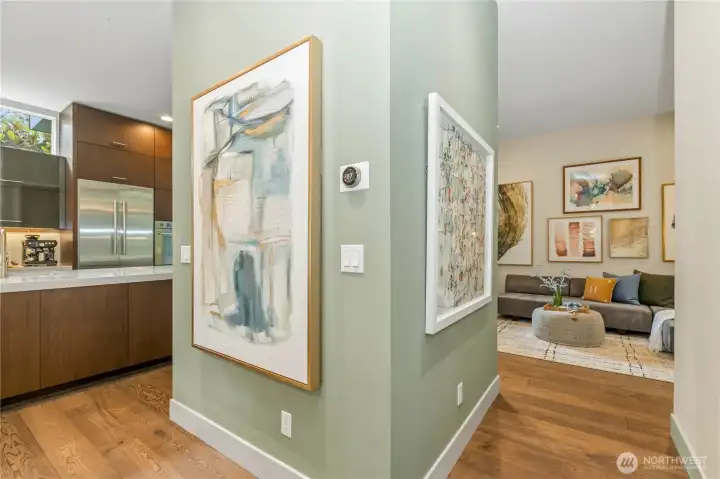 Art wall and family room/den