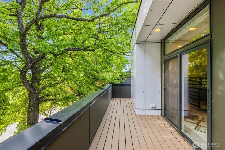 Deck off of upper level that wraps around to roofdeck