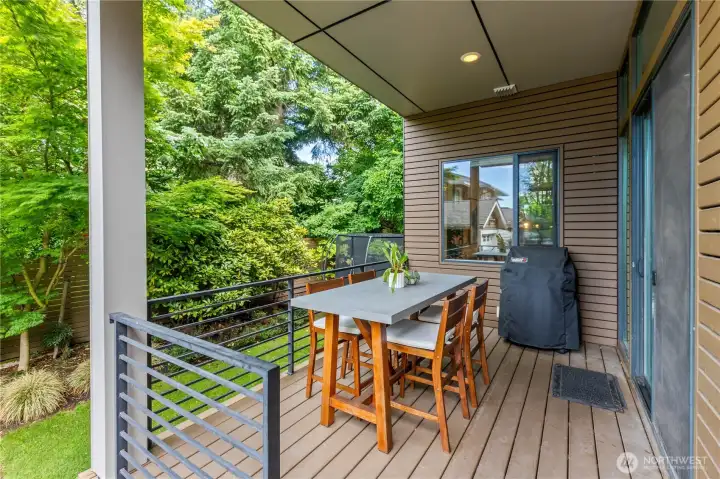 Deck off of kitchen with grill