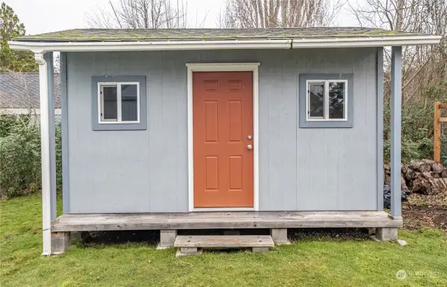 Well built shed waiting for your creativity. Could easily be finished into an office or den.