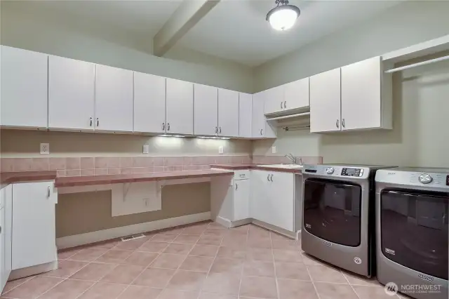 Absolutely massive utility room! Maybe the best I have ever seen, and I have seen so many! Included washer and dryer, utility sink and oh my goodness all the cabinets and folding counter space! Makes a chore a BREEZE.
