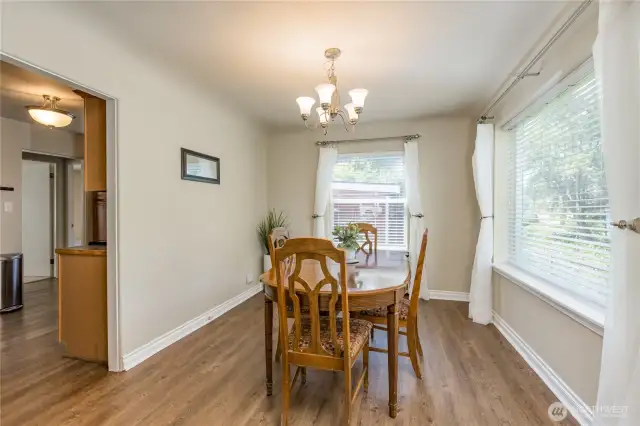 Dining room with updated flooring