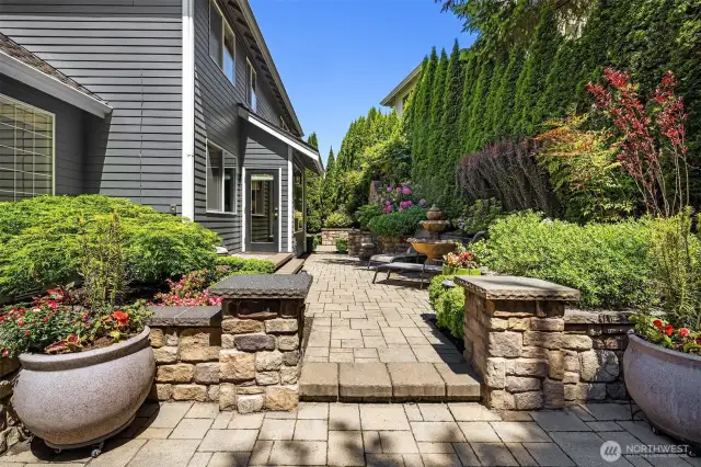 Stunning Belgard pavers complete the sophistication of the yard.