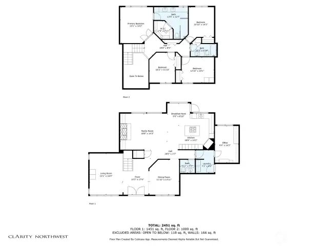 First and second floor plan. SF is an approximate and not guaranteed.
