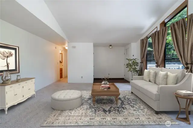 Virtually Staged living room upstairs