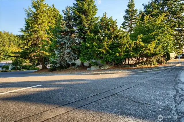 Private corner lot with mature landscape providing privacy/screening