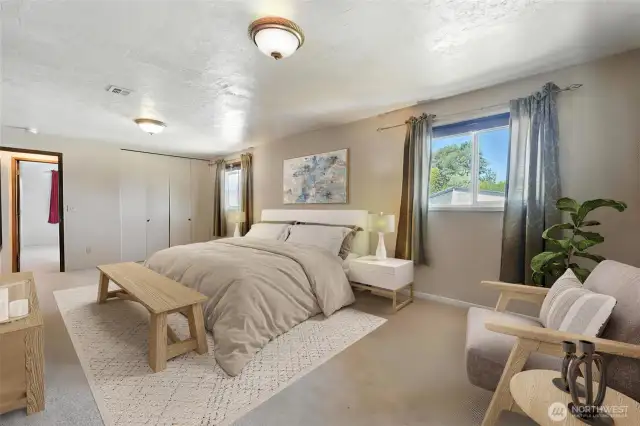 Primary Suite with Original, Double Door Closet. Virtually Staged.