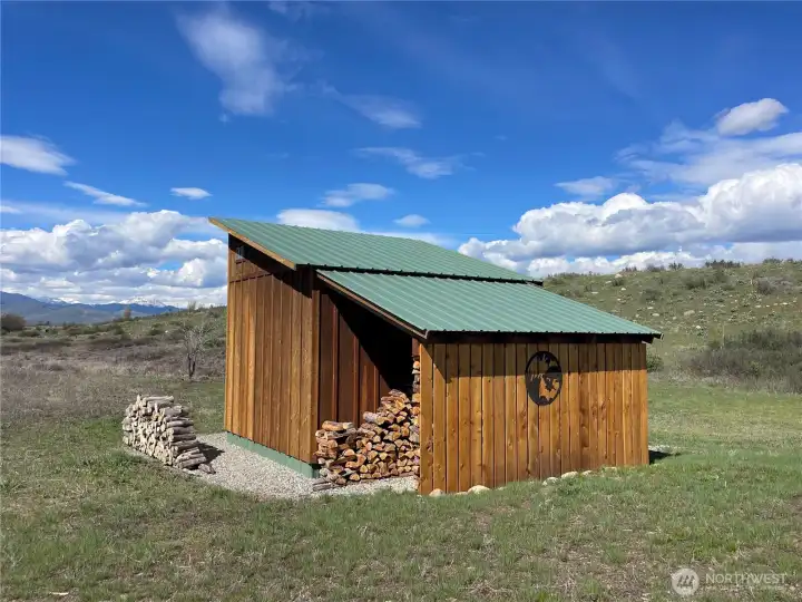 Shed for storing wood and toys!