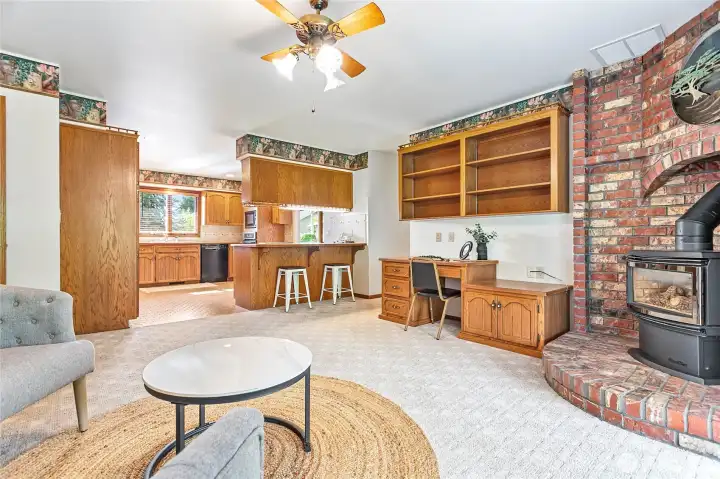 Great size eat-in kitchen with all of the fun special cabinet features you would expect of this era!