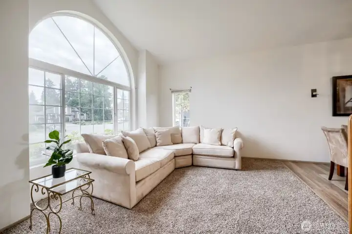 Vaulted ceiling creates upscale feel.