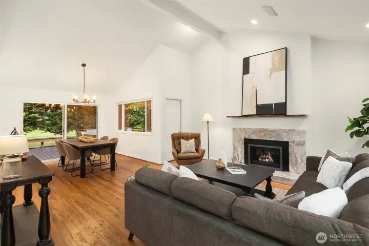 Vaulted ceilings and hardwood floors greet you in this newly refreshed inteior with all new interior paint.