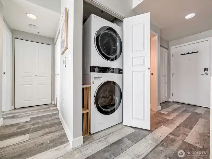 Premium LG laundry tucked discreetly behind closet doors, because convenience should be invisible.