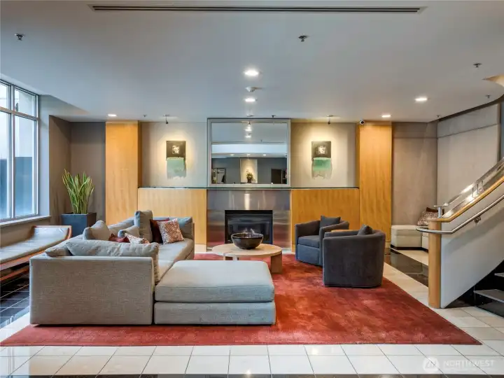 Unwind by the fire in a lobby lounge  perfect for quiet evenings.