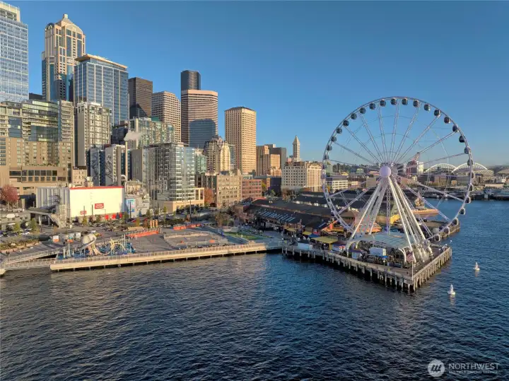 Your gateway to the Seattle waterfront, featuring the iconic Great Wheel and the bustling harbor