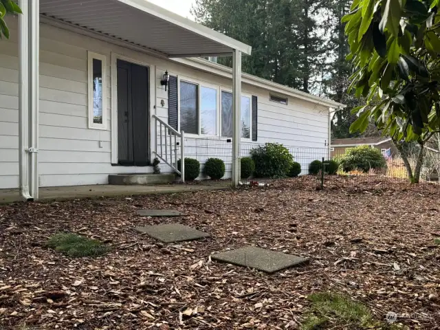 Front door with large covered porch