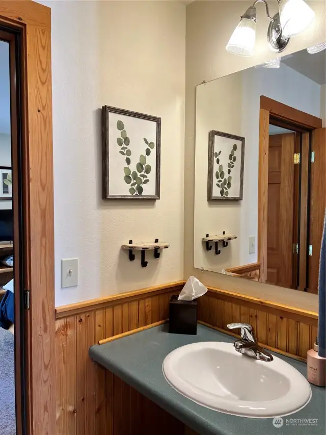 Handwashing sink in the hall - perfect for drying hair !