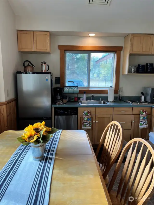 View from dining area to kitchen