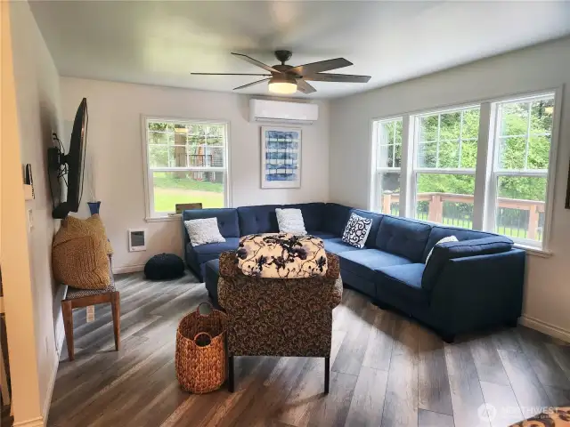 Nice cozy living area with ductless heating and air for those hot summers.