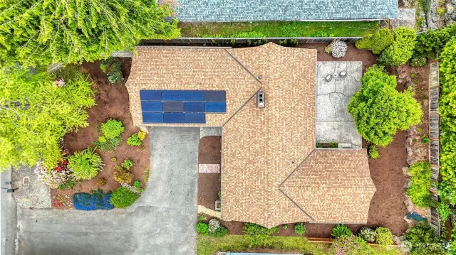 Aerial showing Newer Roof and Solar PV Panels