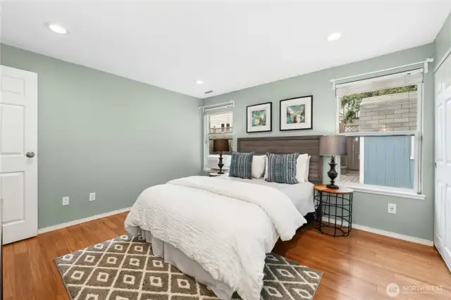 The primary suite is spacious and has an A/C unit (included in the sale).