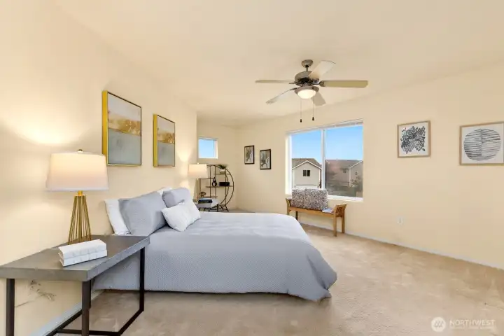 Primary Bedroom overlooking the mountains.