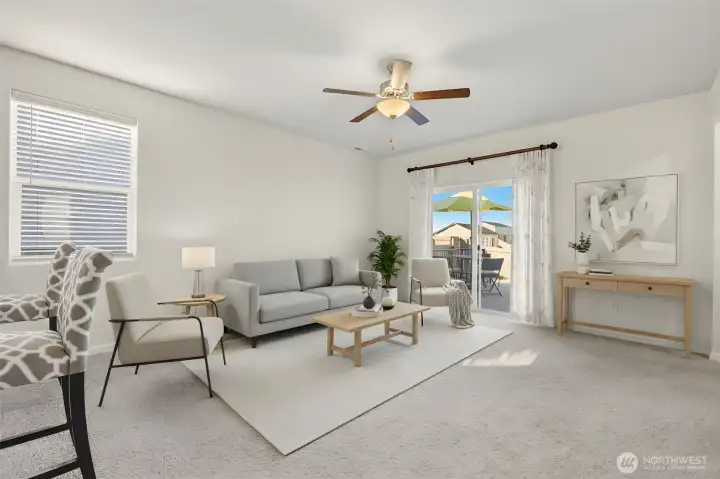 Virtually staged living room.