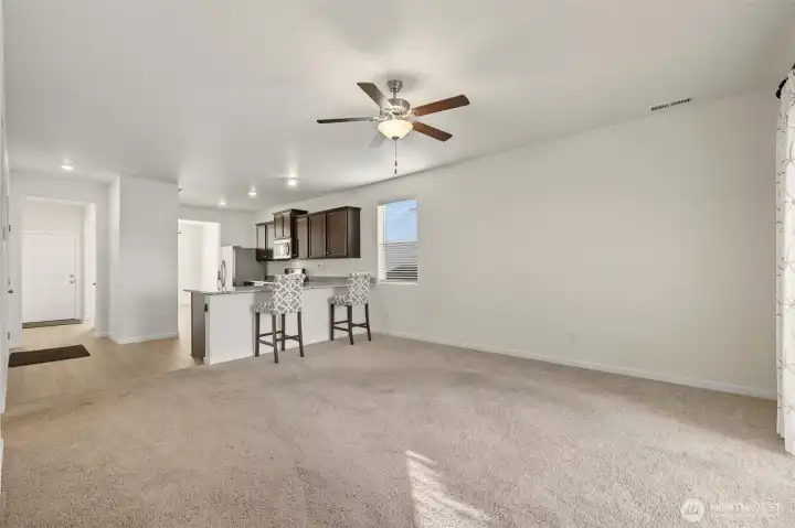 Virtually staged primary bedroom.