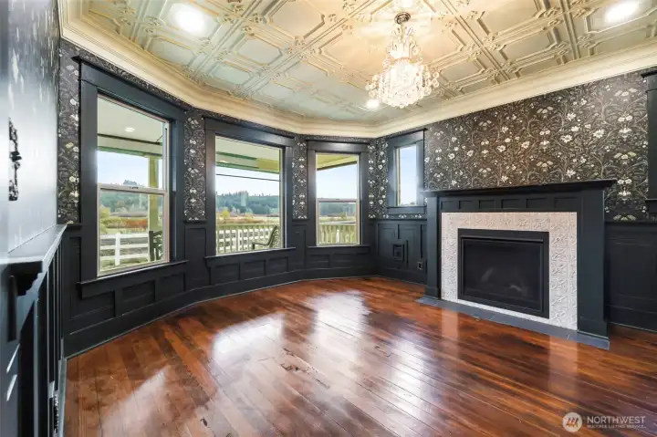 Parlor with Propane fireplace.