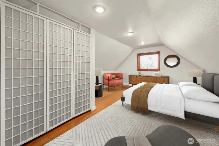 Virtually staged loft (which can certainly be utilized as a BR - Original Wood (fir) floors restored and maintained