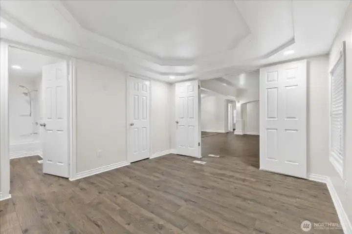 Primary with layered ceilings