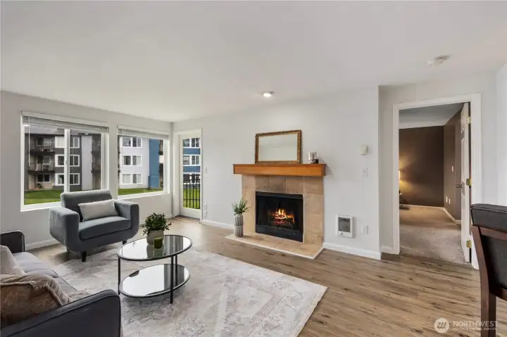 Wood Burning Fireplace and great open concept living