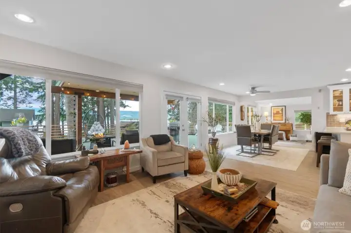 The Great Room with access to the deck, Dining room and Kitchen with Spectacular Views