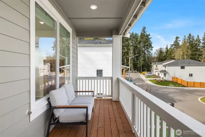 Enjoy a morning coffee or an evening glass of wine on your covered deck.