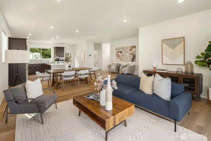 Living area in great room - oversized and spacious.