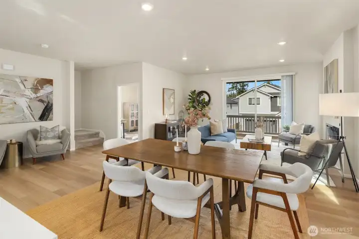 Open and airy main level with seating areas all around. Home has central heat and cooling - offering year round comfort on every level.