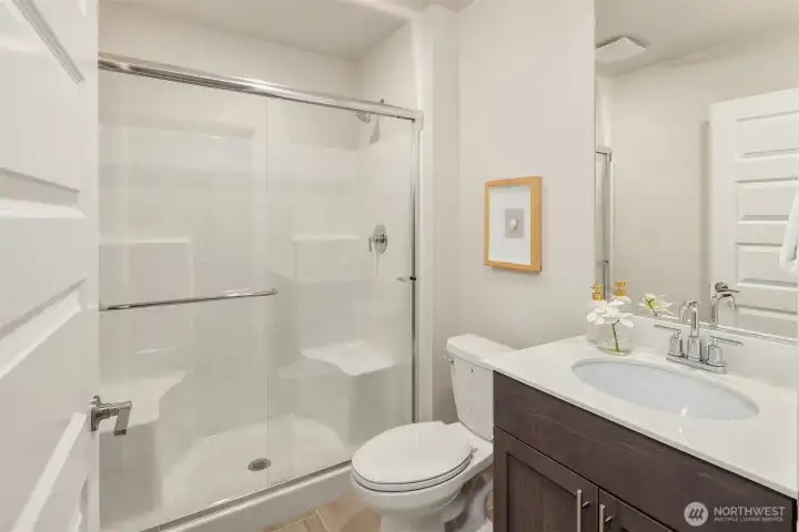 4th bathroom on lower with large shower.