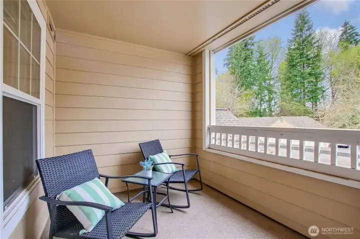 Covered deck space to enjoy fresh air and sunshine.