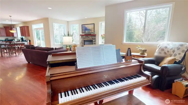Looking toward the kitchen from the family room