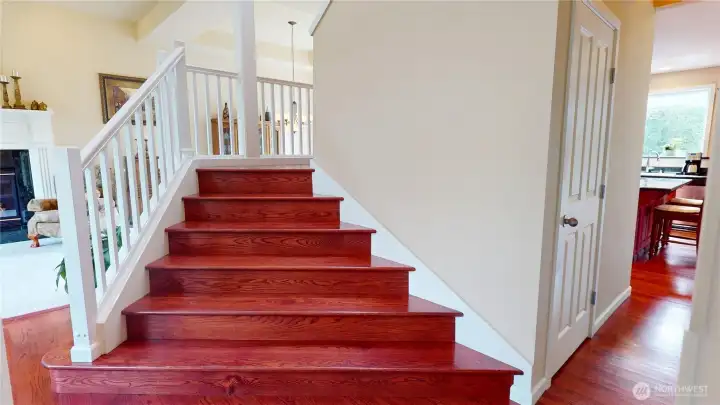 The custom stairs take you to the second level