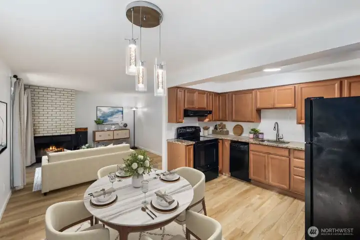 Virtually Staged view from dining area