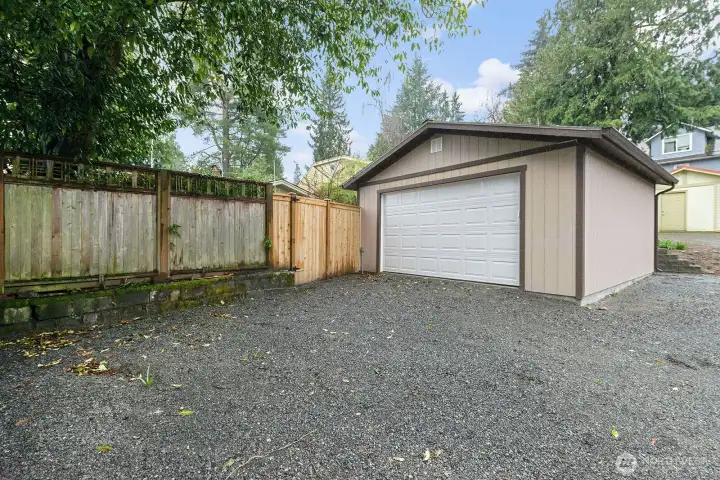 New garage off alley with dedicated parking in front