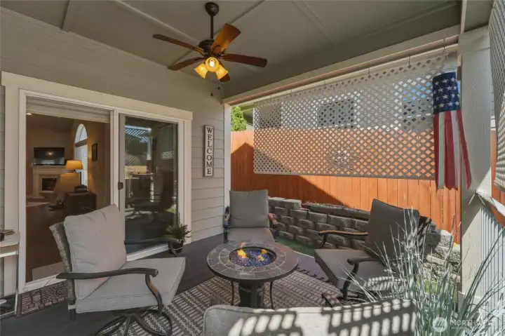 Private low-maintenance backyard retreat designed for relaxing, entertaining, and enjoying Manson's beautiful seasons.